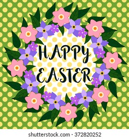 Happy Easter Card with floral frame