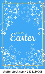 Happy Easter card with frame and branches