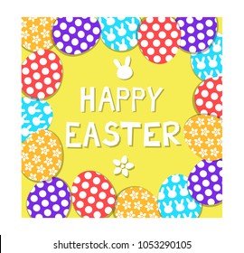 Happy Easter card with frame made of eggs