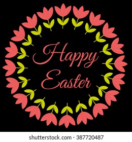 Happy Easter card with fresh flowers