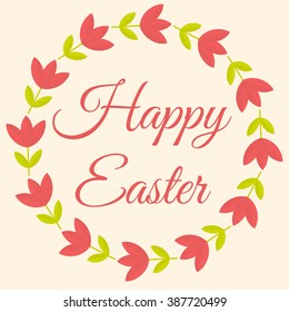 Happy Easter card with fresh flowers