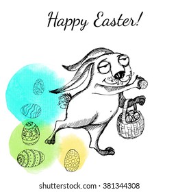 Happy Easter card with funny Easter Bunny