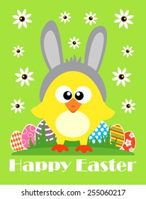 Happy Easter card , funny chicken