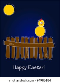 Happy Easter card with funny chickens.