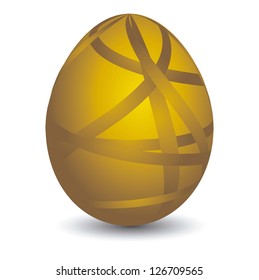 happy easter card with gold egg isolated. vector illustration