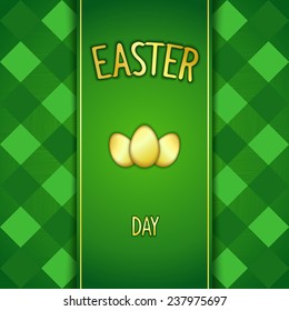 Happy Easter card with gold signboard and decoration egg