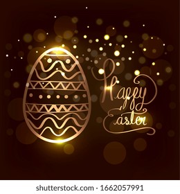 Frohe Osterkarte mit goldener Eizelldekoration Vektorillustration Design