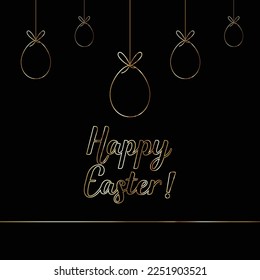 Happy Easter Card. Golden text. Graphic. Egg. Holiday. Easter. Greeting. Modern. Minimal. Celebrate. Spring.