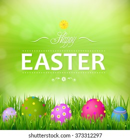 Happy Easter Card With Gradient Mesh, Vector Illustration 