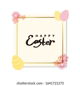 Happy Easter card. Greeting card trendy design. Invitation template Vector illustration for you poster or flyer. Easter eggs with lettering happy easter.
