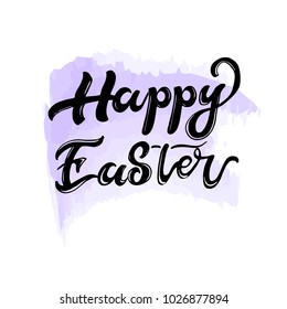 Happy Easter card. Hand drawn lettering poster for Easter. Ink illustration. Retro calligraphy. Happy Easter typography background.