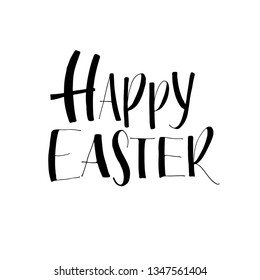 Happy Easter card. Hand drawn lettering poster for Easter. Ink illustration. Modern calligraphy. Happy Easter typography background.
