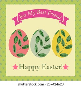 Happy Easter card with hand drawn watercolor elements. vector Eps10 illustration. shabby style.