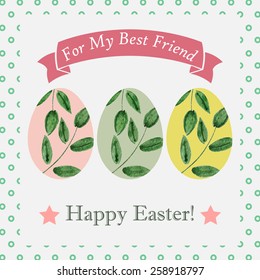 Happy Easter card with hand drawn watercolor elements. vector Eps10 illustration. shabby style.