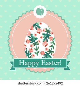 Happy Easter card with hand drawn elements. vector Eps10 illustration. shabby style.