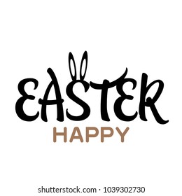 Happy Easter card with hand lettering text. Vector
