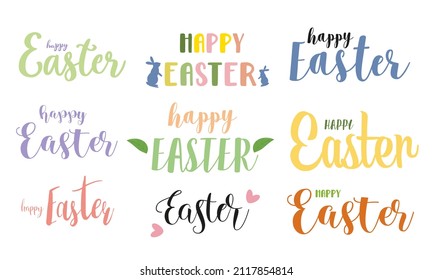 Happy Easter card. Easter hand lettering text isolated on white background. Design for greeting cards. Vector