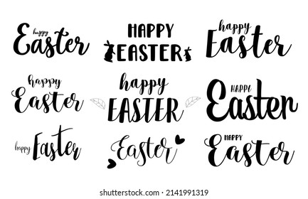 Feliz tarjeta de Pascua. Letras con la mano de Pascua sobre fondo blanco. Diseño para tarjetas de felicitación. Vector