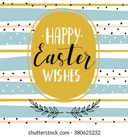 Happy Easter card. Happy easter hand lettering. Holidays spring poster. Vector illustration
