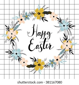 Happy Easter card. Happy easter hand lettering. Holidays spring poster. Vector illustration