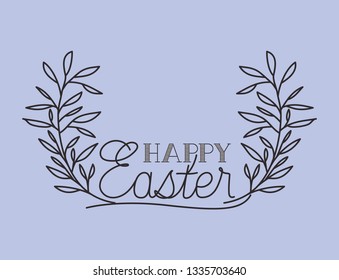 happy easter card with handmade font and flowers