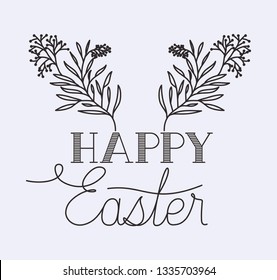 happy easter card with handmade font and flowers