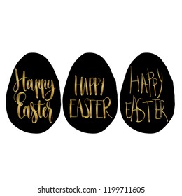 Happy Easter card with handwritten phrase, holiday poster. Vector illustration ,ad, promotion, poster, flyer, web-banner, article. Hand drawn.
