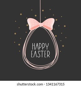 Happy Easter card with handwritten phrase. Easter elements. Calligraphy.