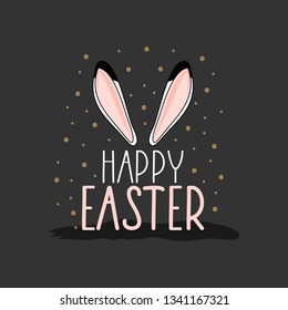 Happy Easter card with handwritten phrase. Easter elements. Calligraphy.