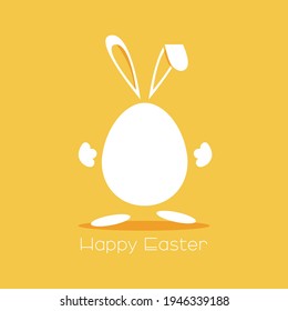 Happy Easter card. Hare with egg. Flat vector illustration.