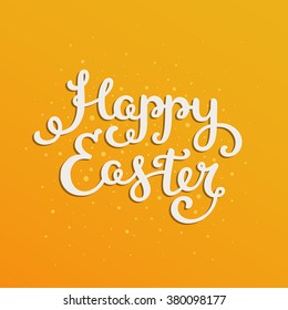 Happy easter card with holiday lettering. Vector easter background, typography greeting card