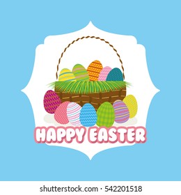 Happy easter card icon vector illustration graphic design