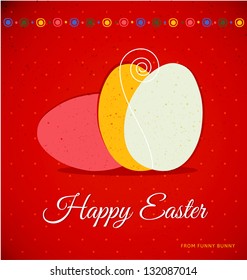Happy Easter card illustration with colorful easter eggs