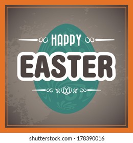 Happy Easter card illustration with easter egg, vintage design