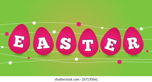 Happy easter card illustration with easter eggs