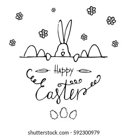 Happy Easter card, invitation. Happy Easter lettering. Vector illustration, isolated on white background