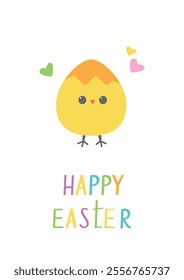 Happy easter card with lettering. Minimalist holiday vector illustration design. Vector illustration template. For poster, card, scrapbooking , stickers
