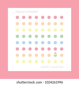 Happy Easter Card. Minimalist Design. Pastel color palette. LGBTQ, Gay card concept.