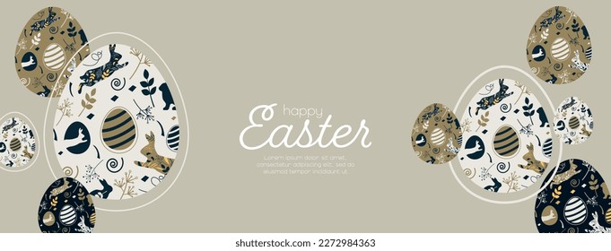 Feliz tarjeta de Pascua. Diseño moderno. Ilustración vectorial plana.