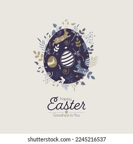 Happy Easter card. Modern minimal design. Flat vector illustration.