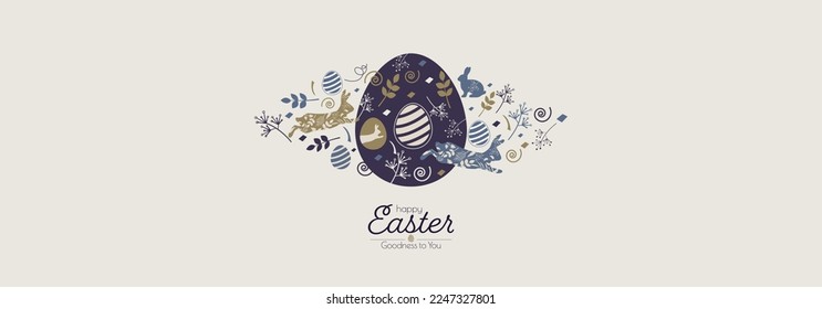 Happy Easter card. Modern minimal design. Flat vector illustration.