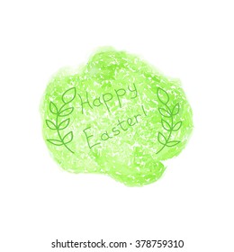 Happy Easter card on the green watercolor background