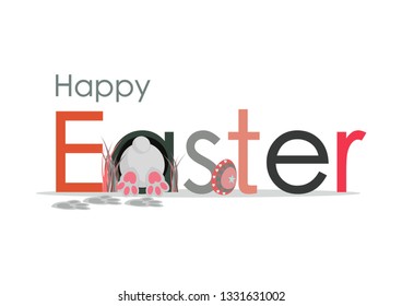 Happy Easter card on white background.