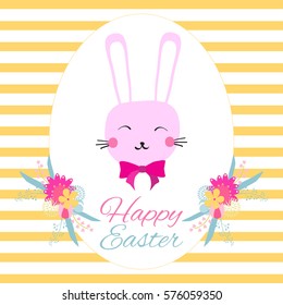 Happy Easter card. Ostern celebration card template.Cute cartoon style. Vector illustration.