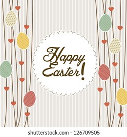 happy easter card over beige background. vector illustration