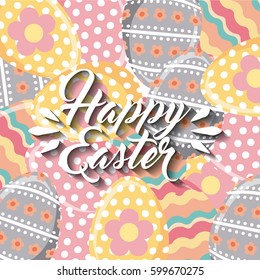 happy easter card over eggs. colorful design. vector illustration