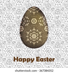 Happy Easter Card: painted Easter egg on lace floral background with warm wishing text