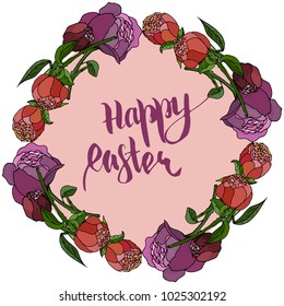 Happy Easter card with peony, Illustration of Easter background 
