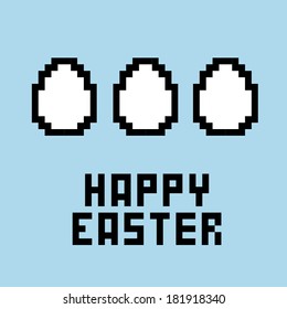 Feliz tarjeta de Pascua. Iconos de Pascua Pixel. Vector. Ilustración.