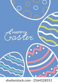 Happy Easter. Card, poster, invitation with decorative eggs. Modern design style.